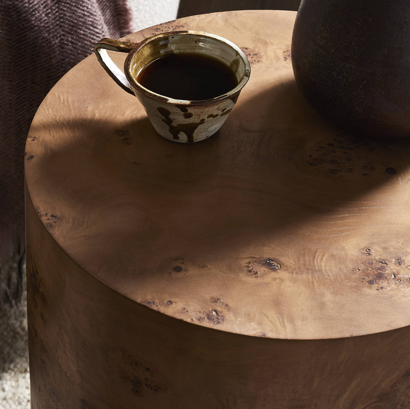 Caya End Table - Caramel Burl