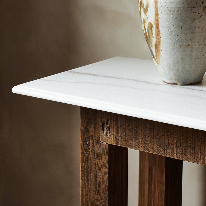Jessa Console Table - Honed White Marble
