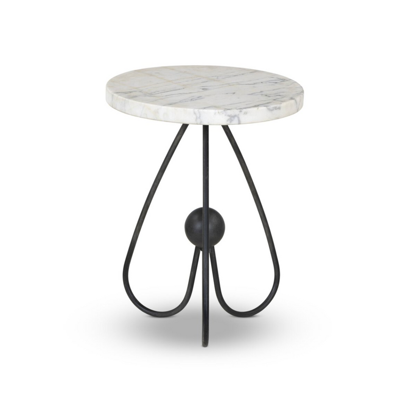 Clove End Table - Veined White Marble