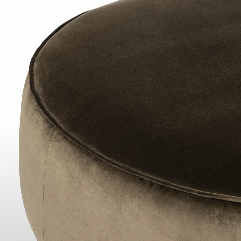 Sinclair Large Round Ottoman - Surrey Olive