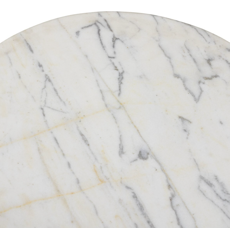 Clove End Table - Veined White Marble