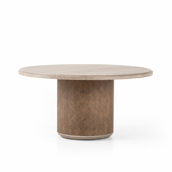 Kiara Round Dining Table - Weathered Blonde Oak