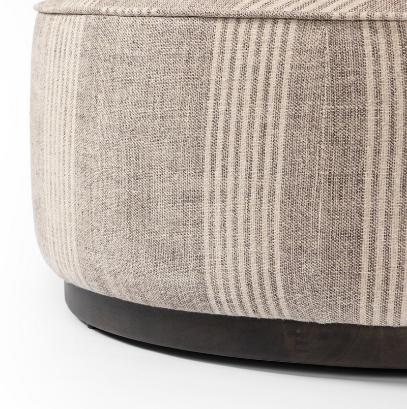 Sinclair Large Round Ottoman - Manchester Flint