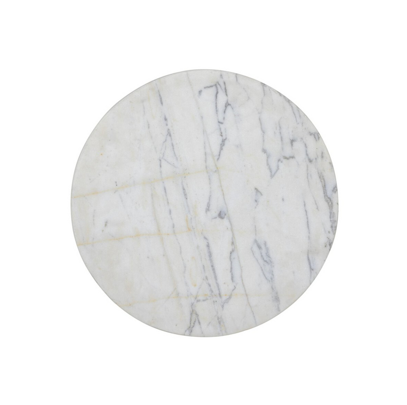 Clove End Table - Veined White Marble