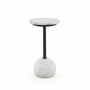 Viola Accent Table - Polished White Marble