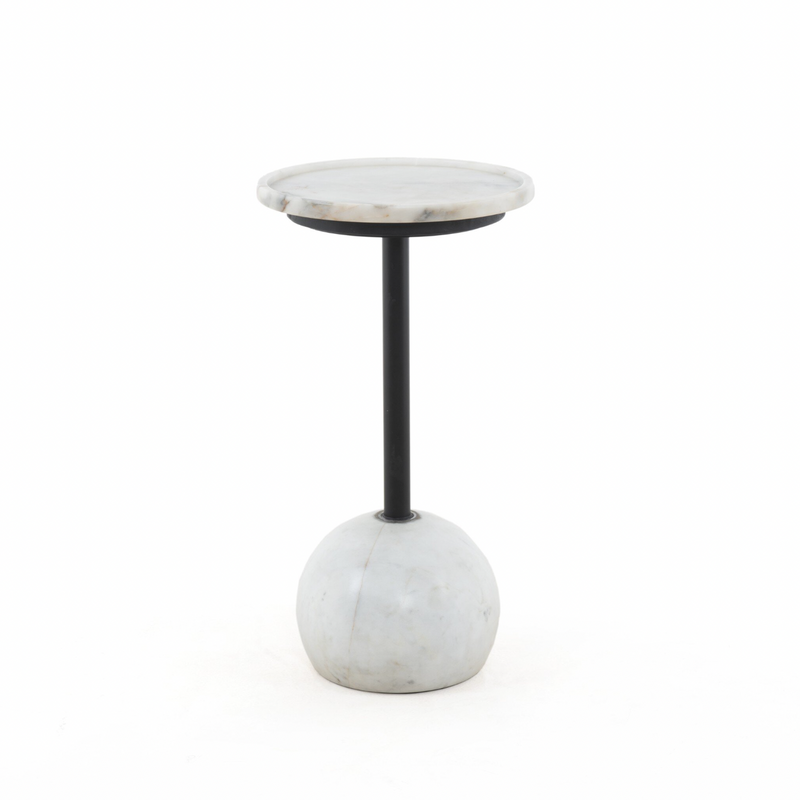 Viola Accent Table - Polished White Marble