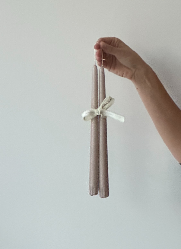 Sand Tapered Candle - S/2