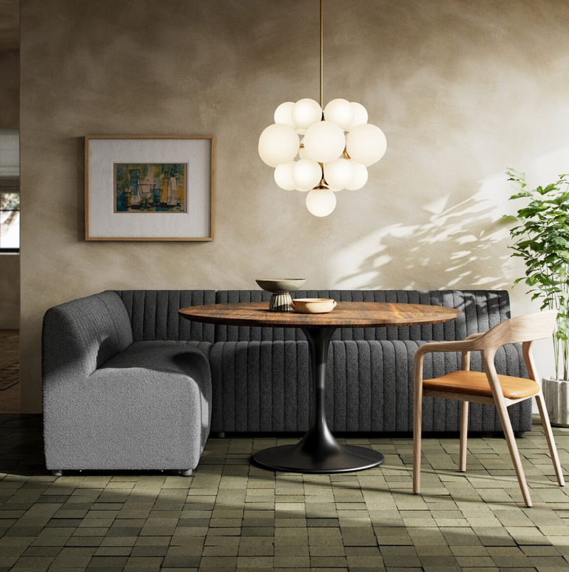 Augustine L-Shaped Dining Banquette - FIQA Boucle Charcoal