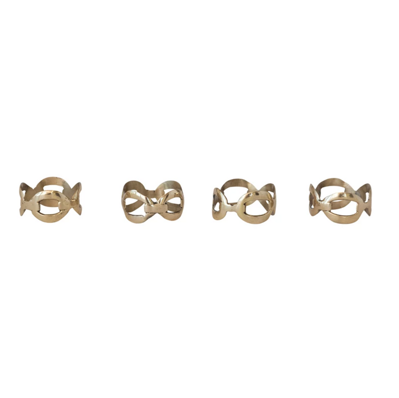 Brass Chain Shaped Napkin Rings, Set of Four