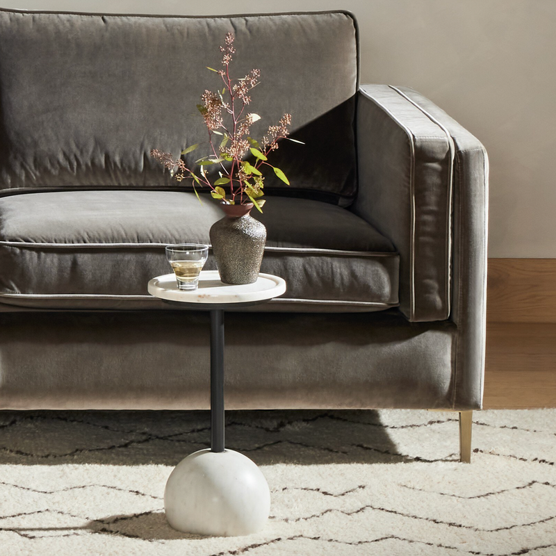 Viola Accent Table - Polished White Marble