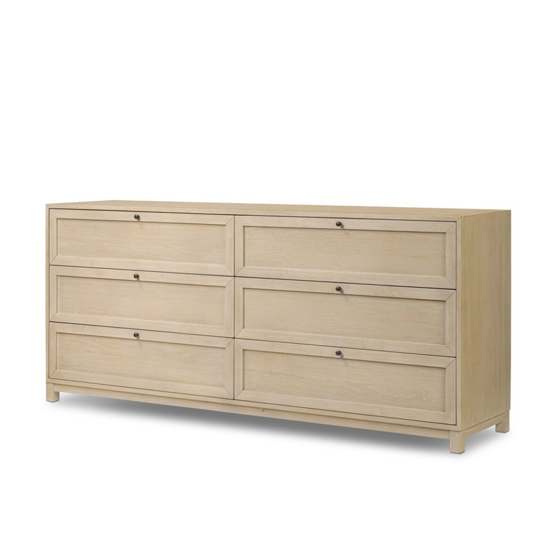 Millie 6 Drawer Dresser - Light Bleach Oak Veneer