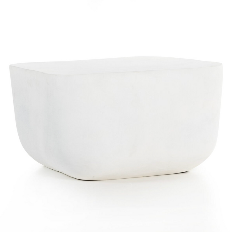 Basil Square Outdoor End Table - Matte White