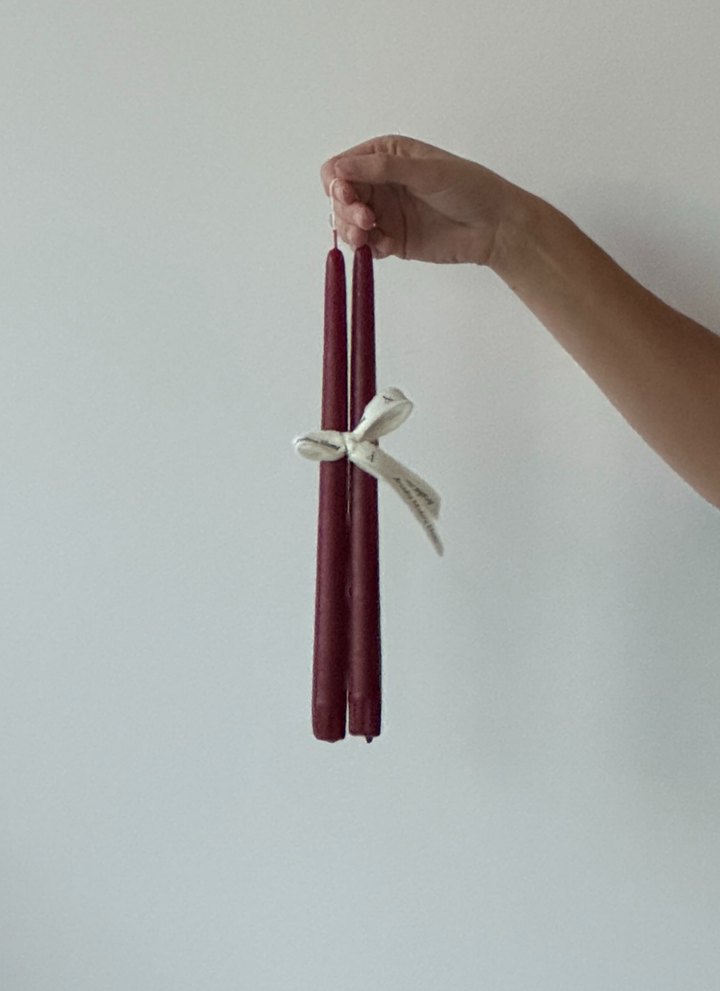 Burgundy Tapered Candle - S/2