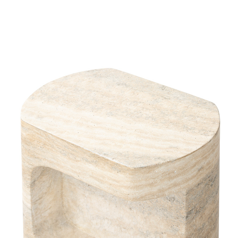 Clementine End Table - Textured Sandy Grey