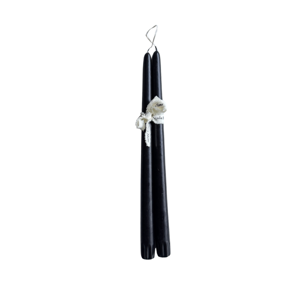 Black Tapered Candle - S/2