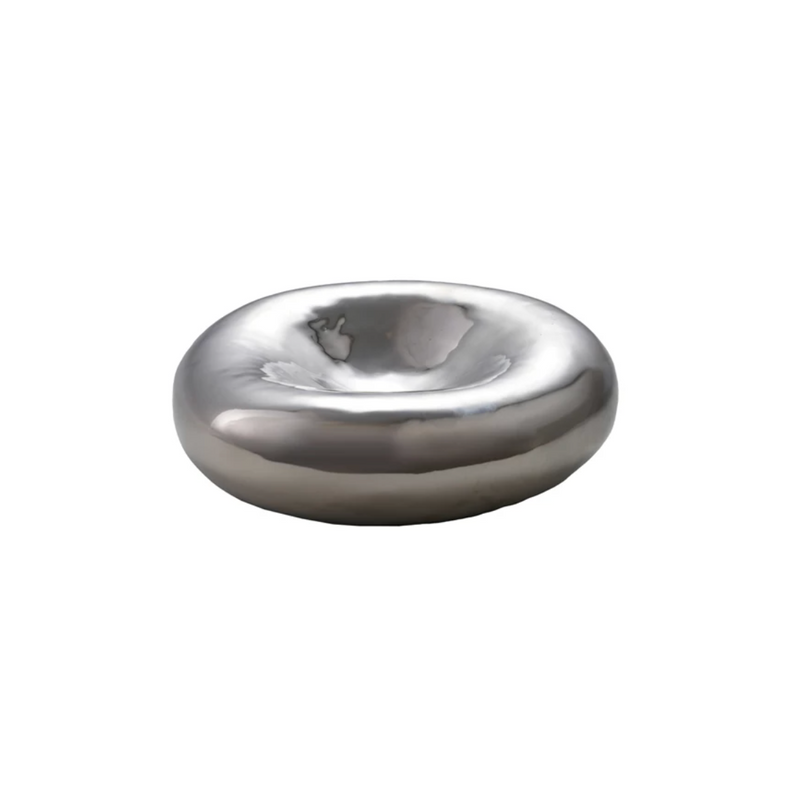 Decorative Stoneware Bowl, Chrome Finish