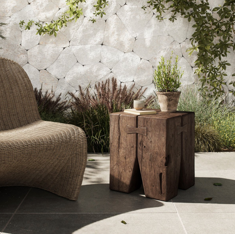 Oshan Outdoor End Table - Stained Toasted Brown