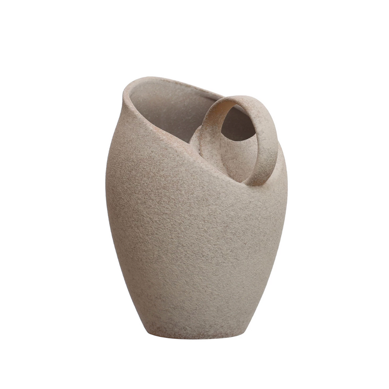 Textured Stoneware Pitcher with White Reactive Glaze