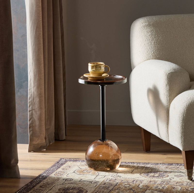 Viola Accent Table - Smoked Brown Cast Glass