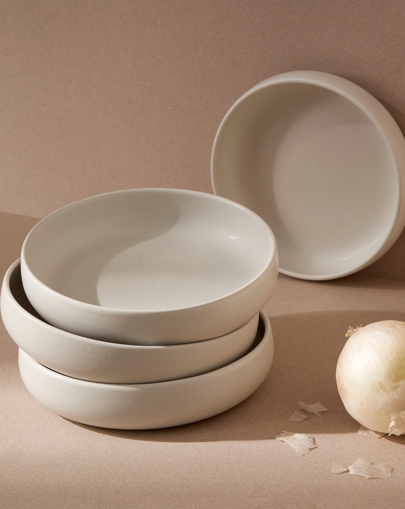 Edan Stoneware Pasta Plate - Matte White - Set of Four