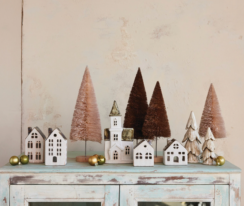 Stoneware Holiday House, Large (2 Styles)
