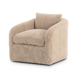 Topanga Swivel Chair - Beige Shearling