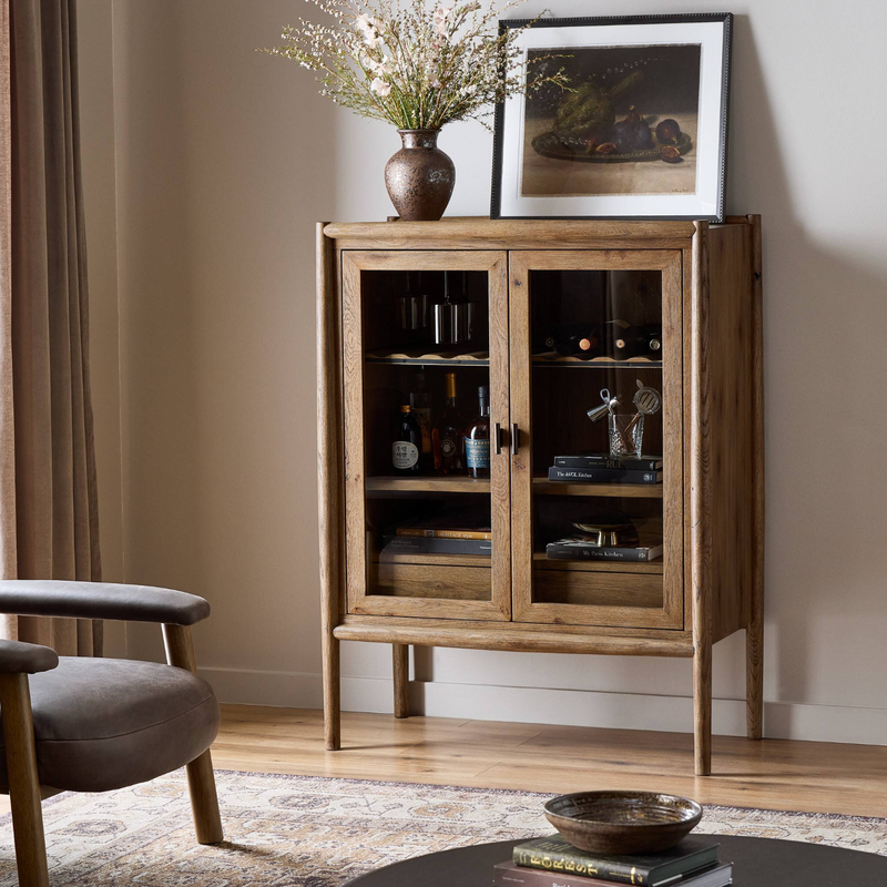 Glenview Bar Cabinet - Weathered Oak