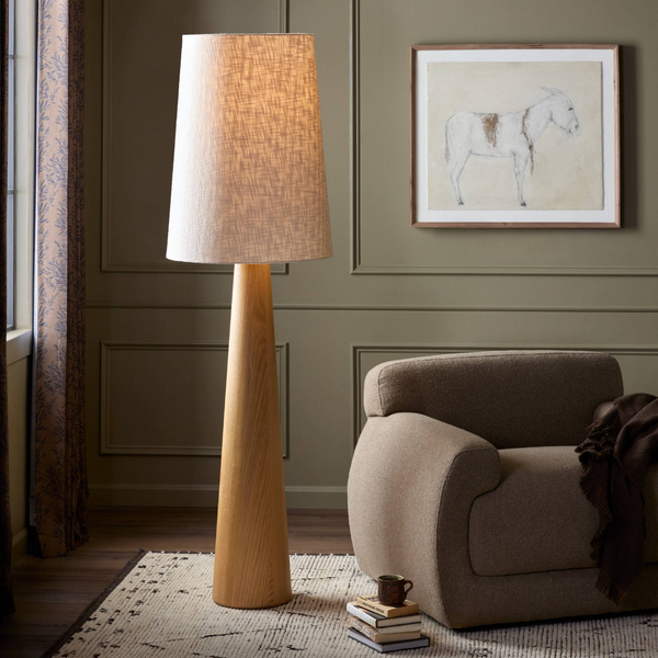Nora Drum Floor Lamp - Light Oak