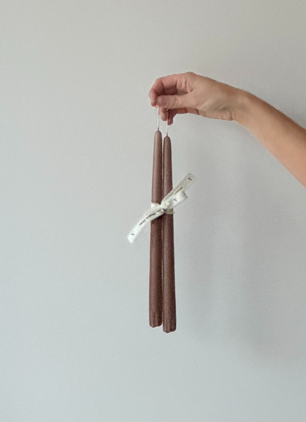 Cappuccino Tapered Candle - S/2