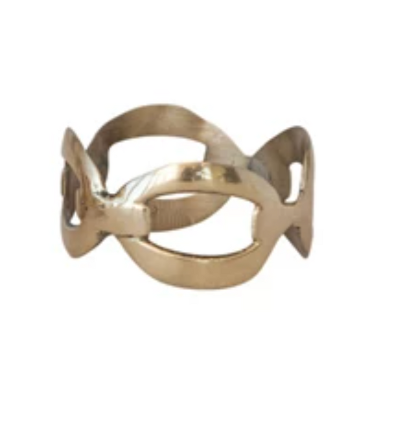 Brass Chain Shaped Napkin Rings, Set of Four