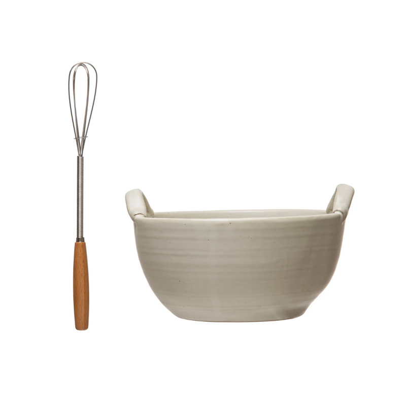 Stoneware Bowl with Whisk