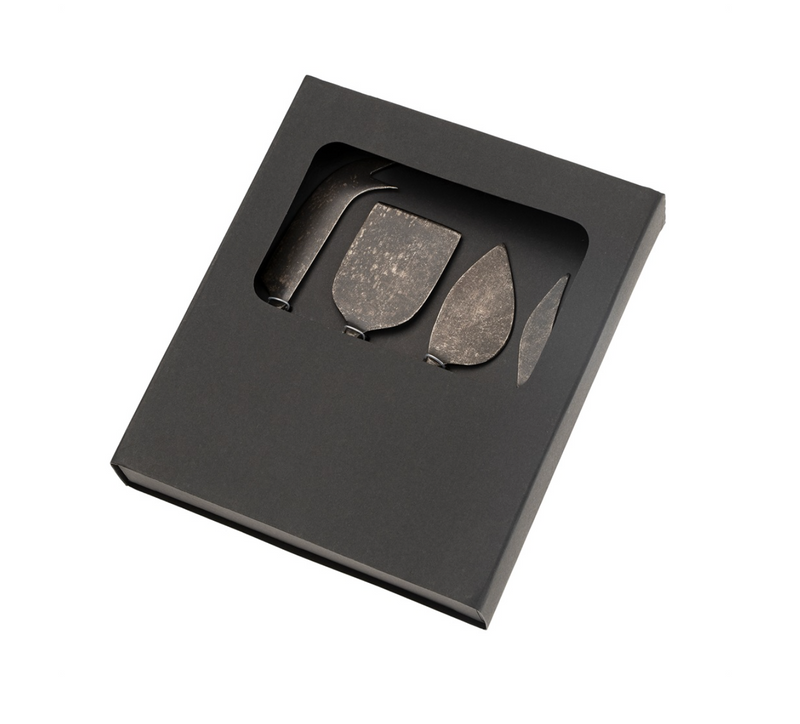 Maple Wood Cheese Knives Set of Four, Tumbled Black