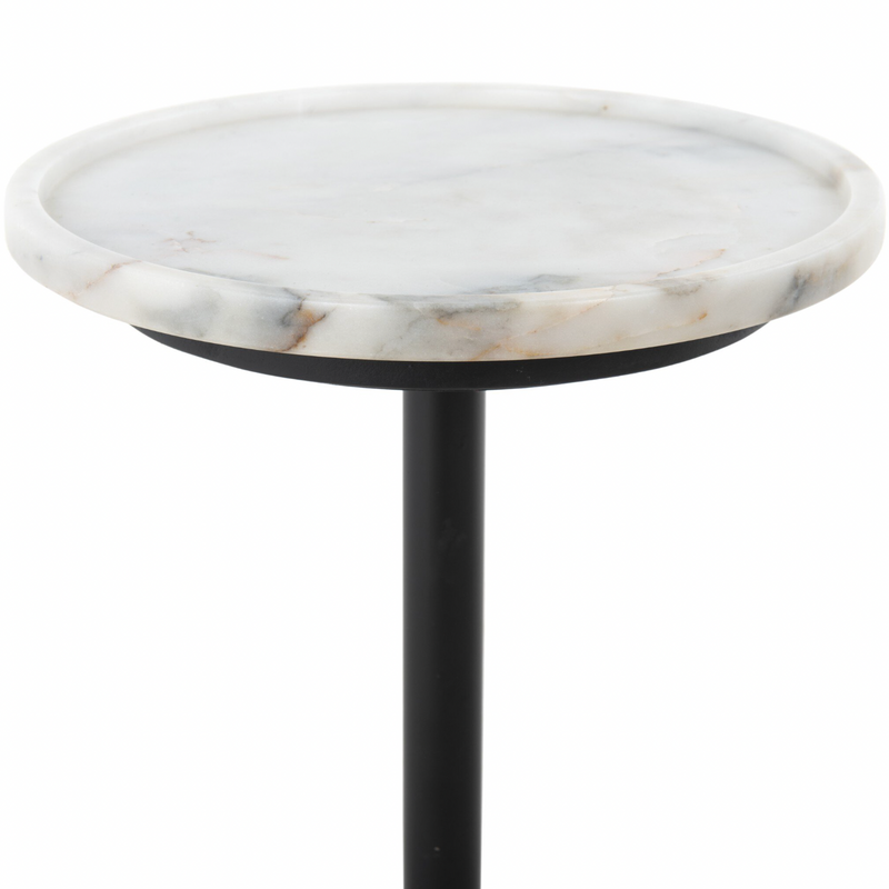 Viola Accent Table - Polished White Marble