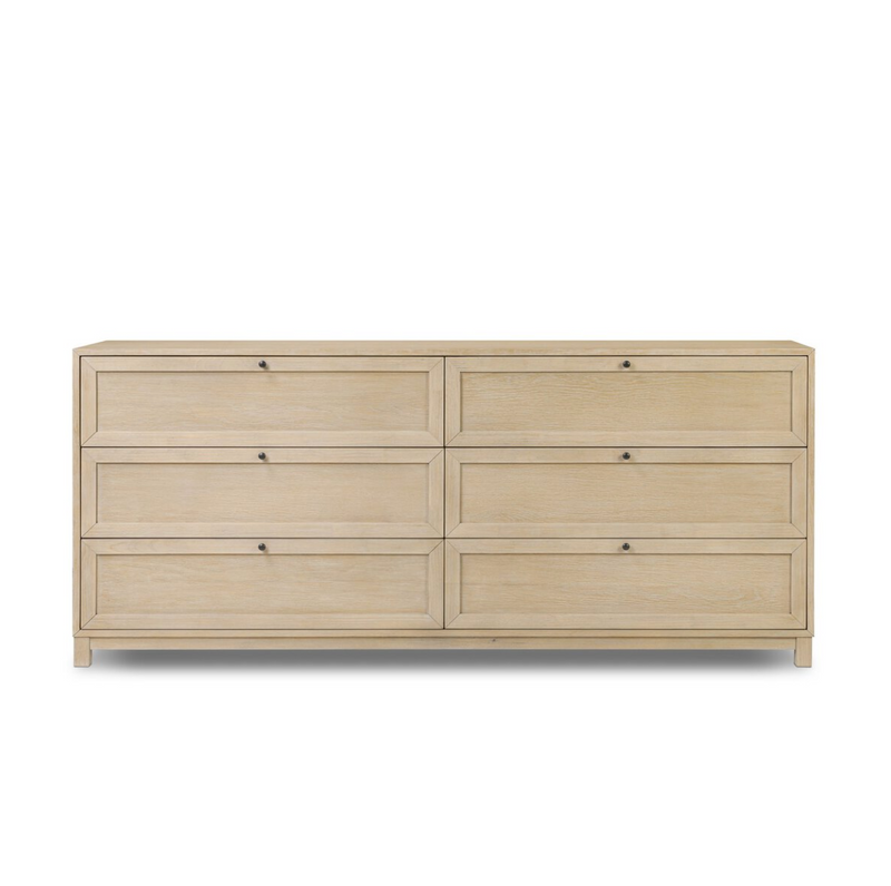 Millie 6 Drawer Dresser - Light Bleach Oak Veneer