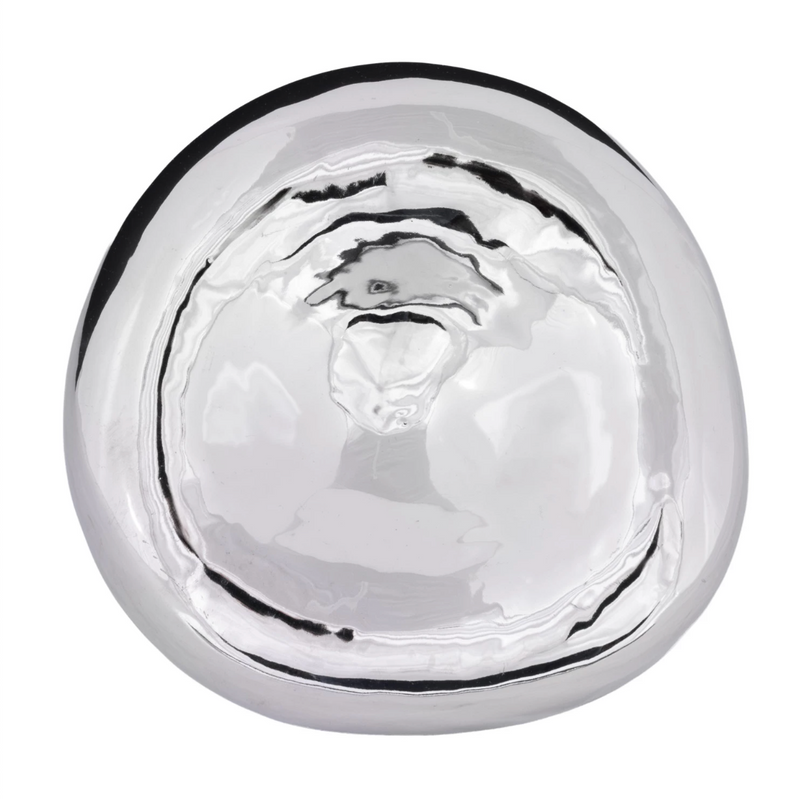 Decorative Stoneware Bowl, Chrome Finish