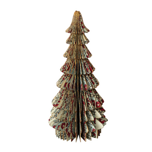 Handmade Recycled Block-Printed Paper Folding Honeycomb Tree with Vintage Pattern - Large
