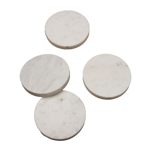 White Marble Round Coasters, Set of 4