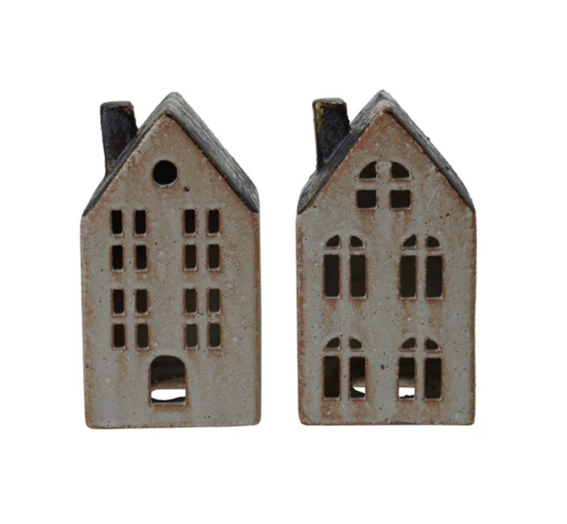 Stoneware Holiday House, Large (2 Styles)