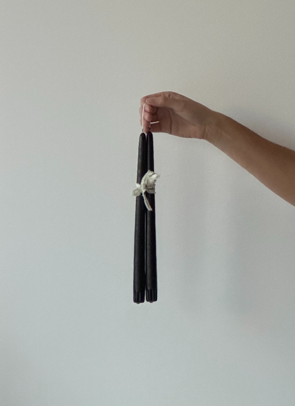 Black Tapered Candle - S/2