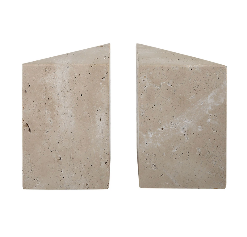 Block Travertine Book Ends