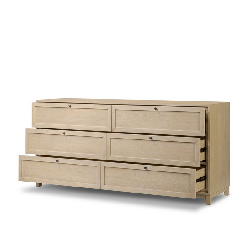 Millie 6 Drawer Dresser - Light Bleach Oak Veneer