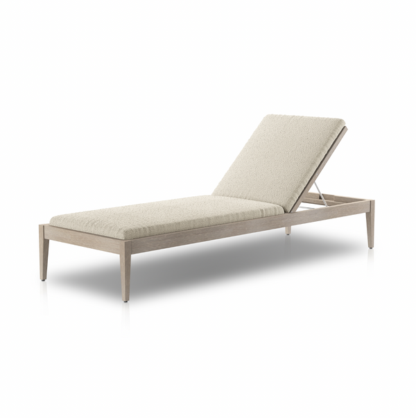 Sherwood Outdoor Chaise - Weathered Grey and Fiqa Cream Boucle
