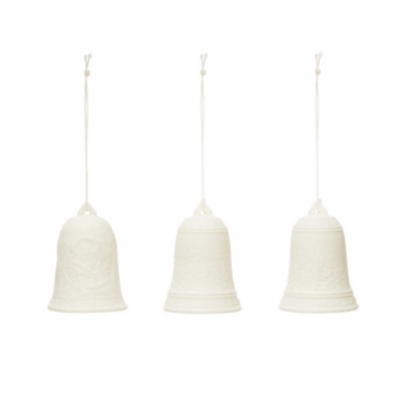 Stoneware Bisque Bell Ornament with LED Lights
