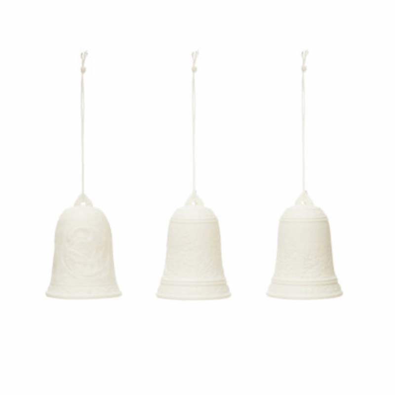 Stoneware Bisque Bell Ornament with LED Lights