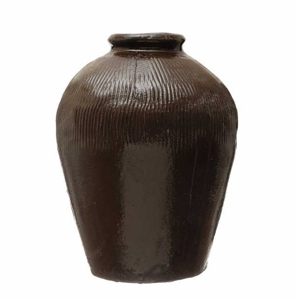 Found Decorative Textured Clay Jar
