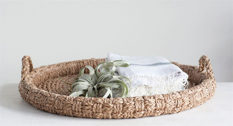 Round Braided Bankuan Tray with Handles