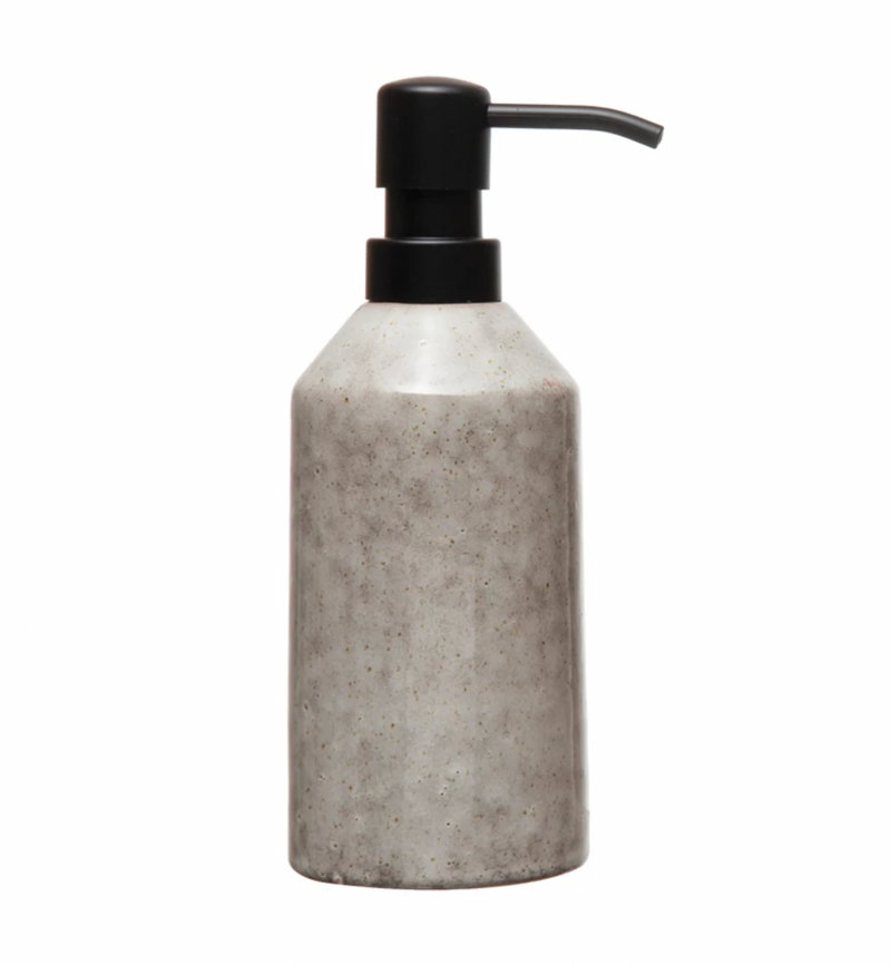 Stoneware Soap Dispenser with Pump, Reactive Glaze