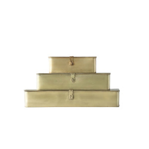 Decorative Brass Boxes - Rectangular, Set of Three