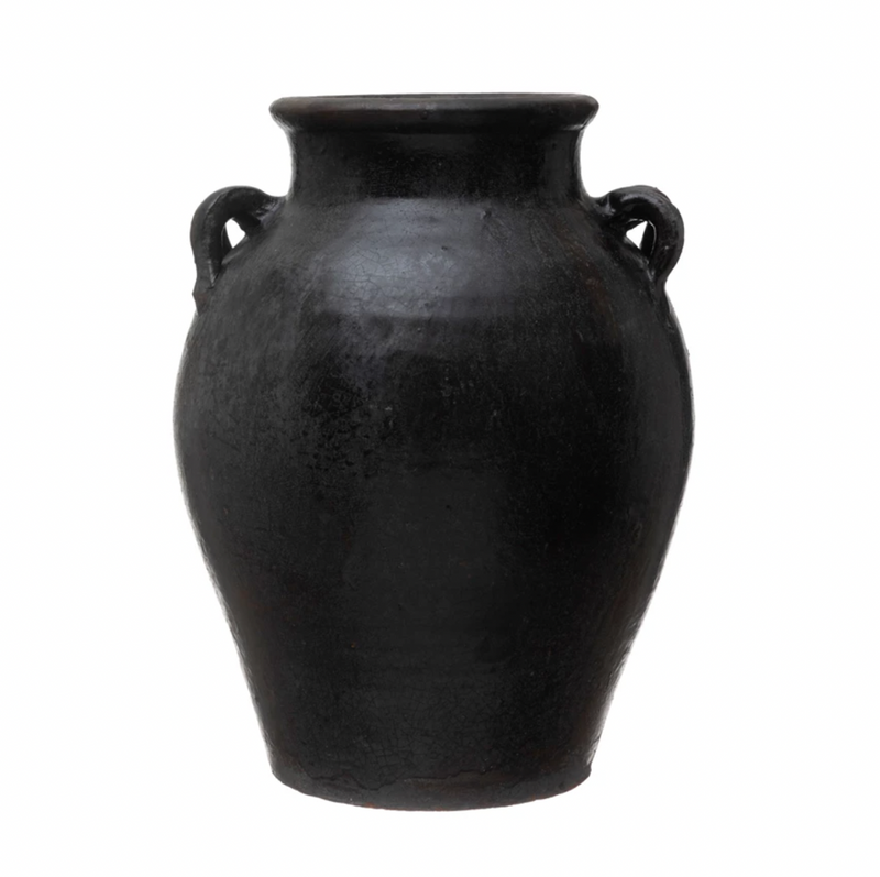 Found Black Decorative Clay Jar