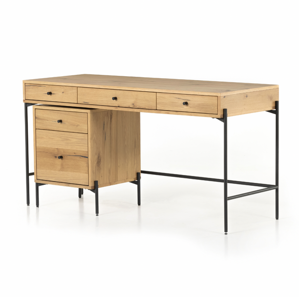 Eaton Desk with Filing Cabinet - Light Oak